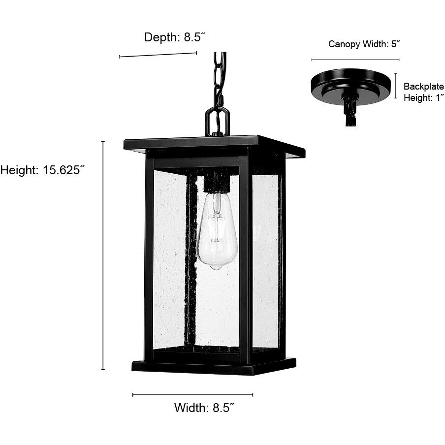 Bowton 1 Light 8.5 inch Powder Coated Black Outdoor Hanging Lantern